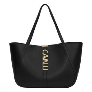 Cavalli Class Black Tote with Gold Accents